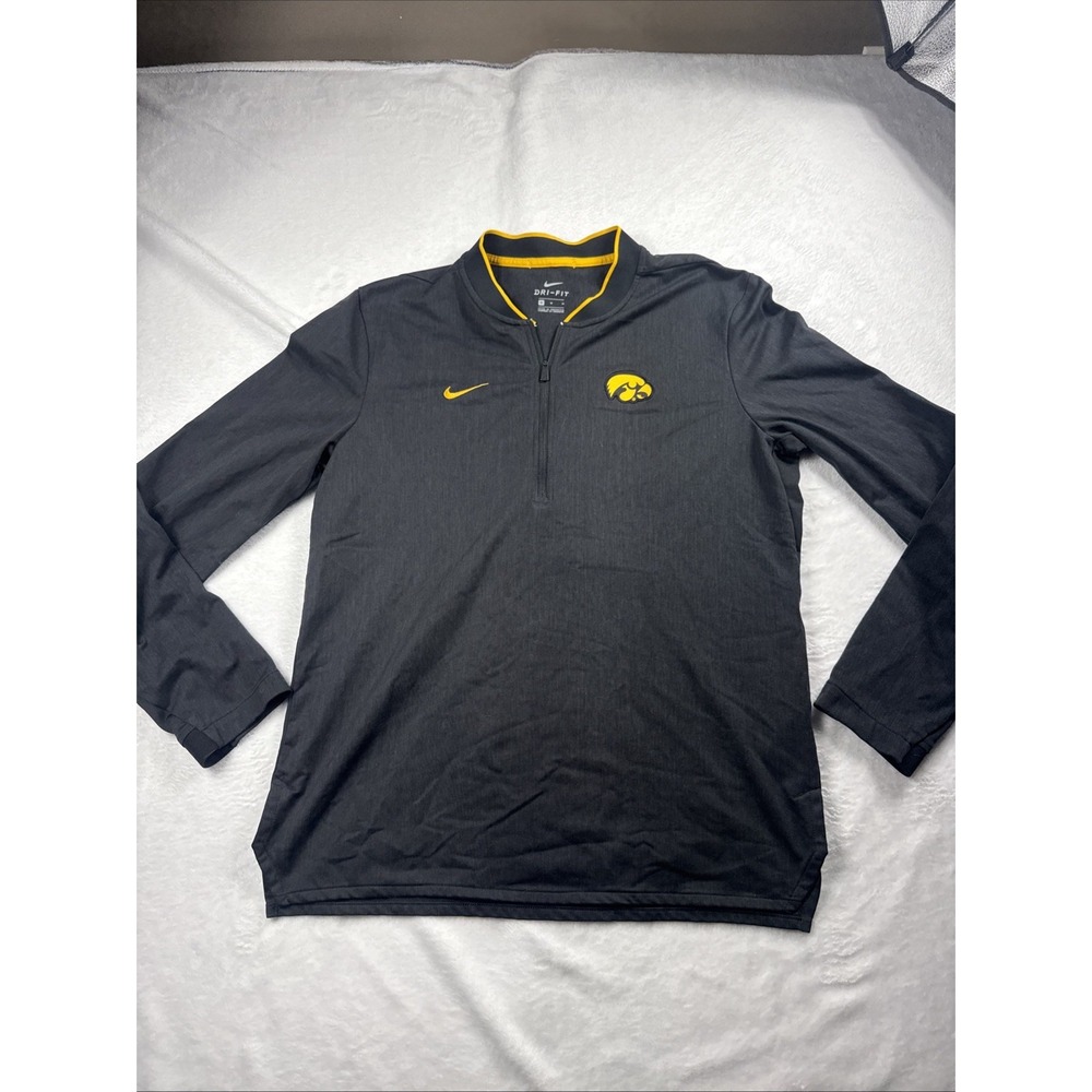 Nike Dri Fit Iowa Hawkeyes Quarter Zip Pullover Men's Medium Black Long Sleeve